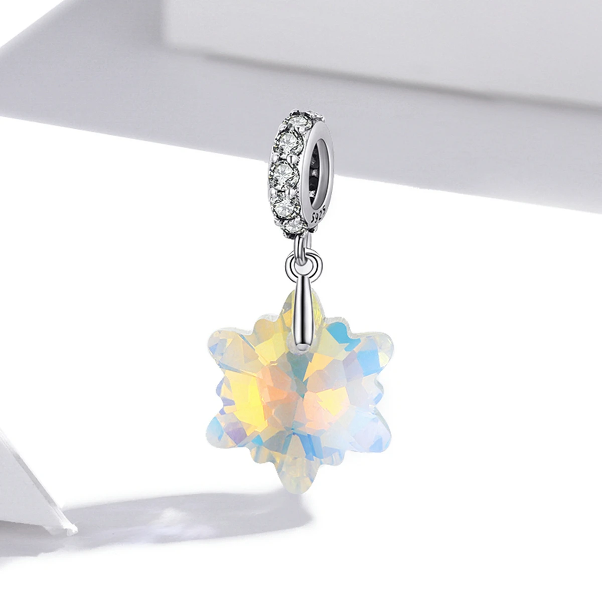 

Красочный геометрический кристалл Подходит для оригинального браслета Pandora ожерелье из натурального серебра для женщин ювелирные изделия ...