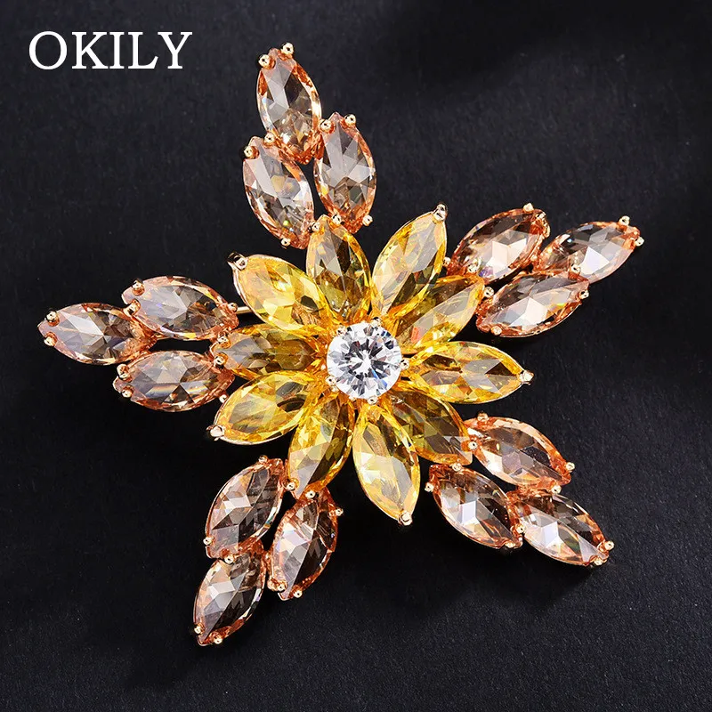 

Желтая циркониевая брошь в форме звезды, булавки, броши из циркона, ювелирные изделия для женщин вечерние аксессуары для вечеринки, свадьбы,...