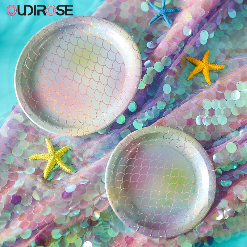 Блеск Русалка тема вечерние украшения Дети Топпер для торта С Днем Рождения