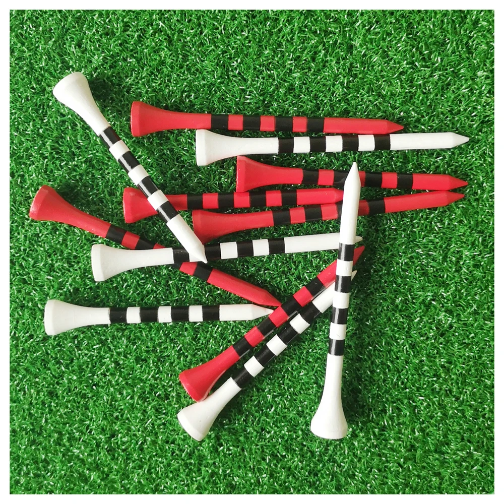 

New golf tees 100pcs/pack Bamboo tee 2.76/3.27in 4 black stripes white black colours 7 times stronger than wooden tees dropship