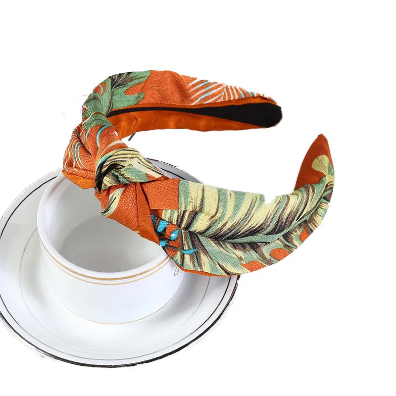 Новинка Женская винтажная Цветочная повязка для головы с принтом Топ бантик
