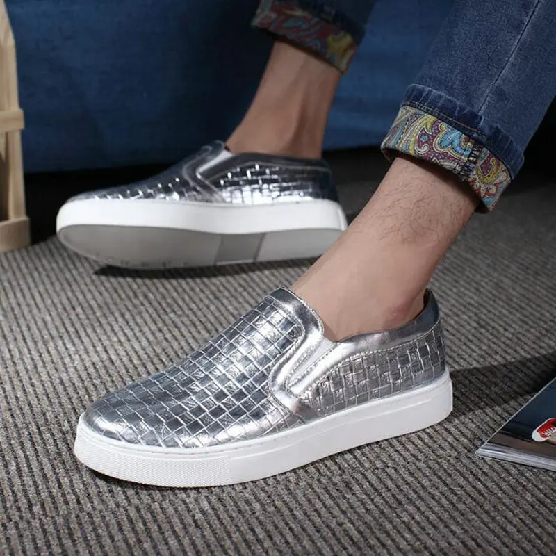 Модные мужские кроссовки Tleni лоферы золотистые серебристые туфли для ночного