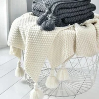 nordic style sofa blanket office nap blanket tassel knitting ball wool leisure air conditioning blankets