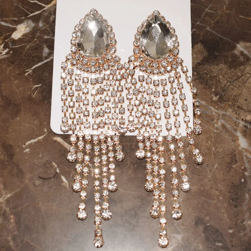 Роскошные блестящие стеклянные стразы подвеска серьги для женщин модные