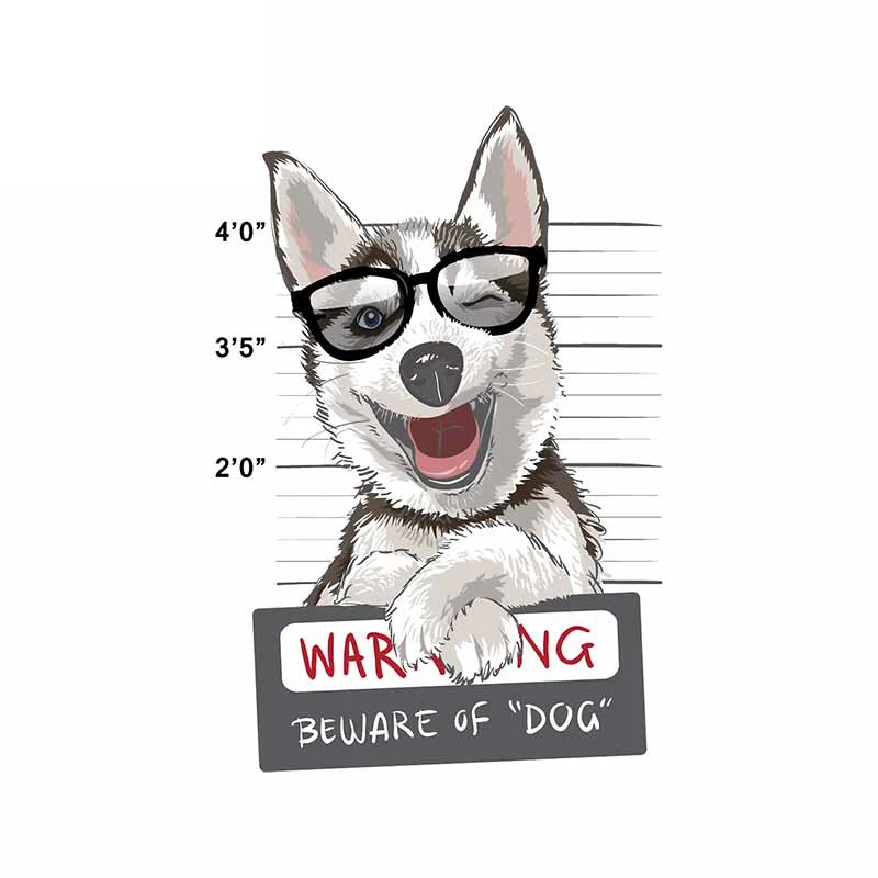 

13X8.9CM Exterior Accessories Husky Beware of Dog Wall Car Stickers Decal Laptop Bumper Windshield Decoration