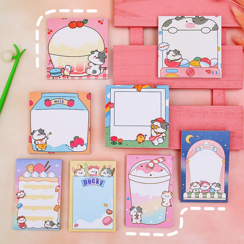 80 sheets Cute cartoon calf diary Memo Pad Kawaii Message Notes Decorative Notepad Note paper Memo Stationery Office Supplies