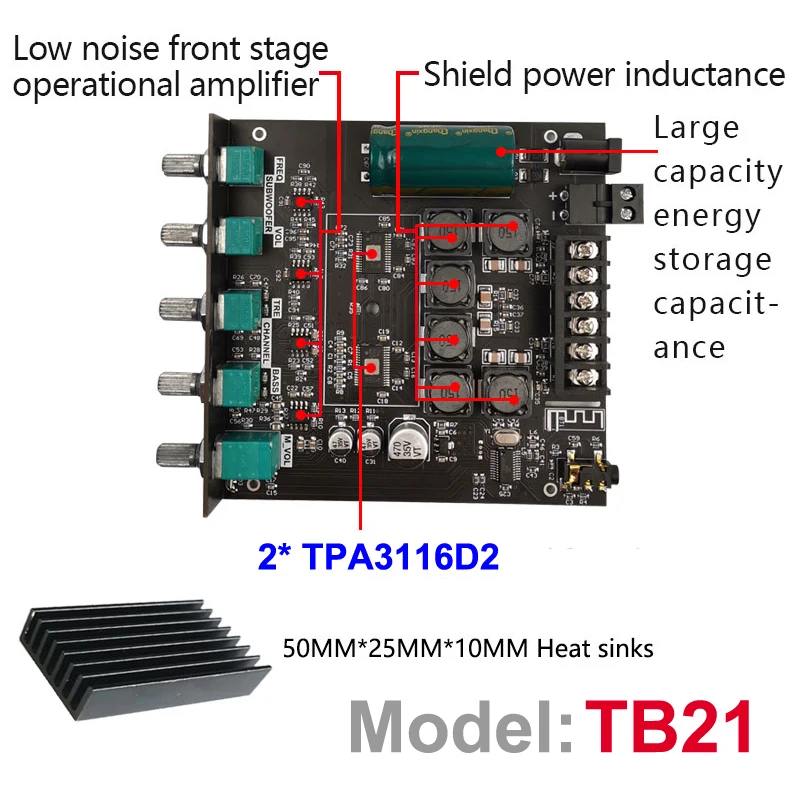 Bluetooth 5 0 2*50 Вт + 100 TPA3116D2 Плата усилителя мощности сабвуфера 2 1 каналов Класс D