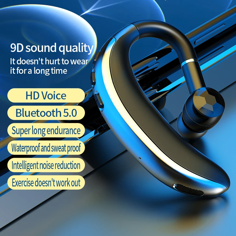 

15 Hours Play Business Bluetooth Headset Car Bluetooth Earpiece Hands Free with mic ear-hook Wireless Earphone for iPhone xiaomi