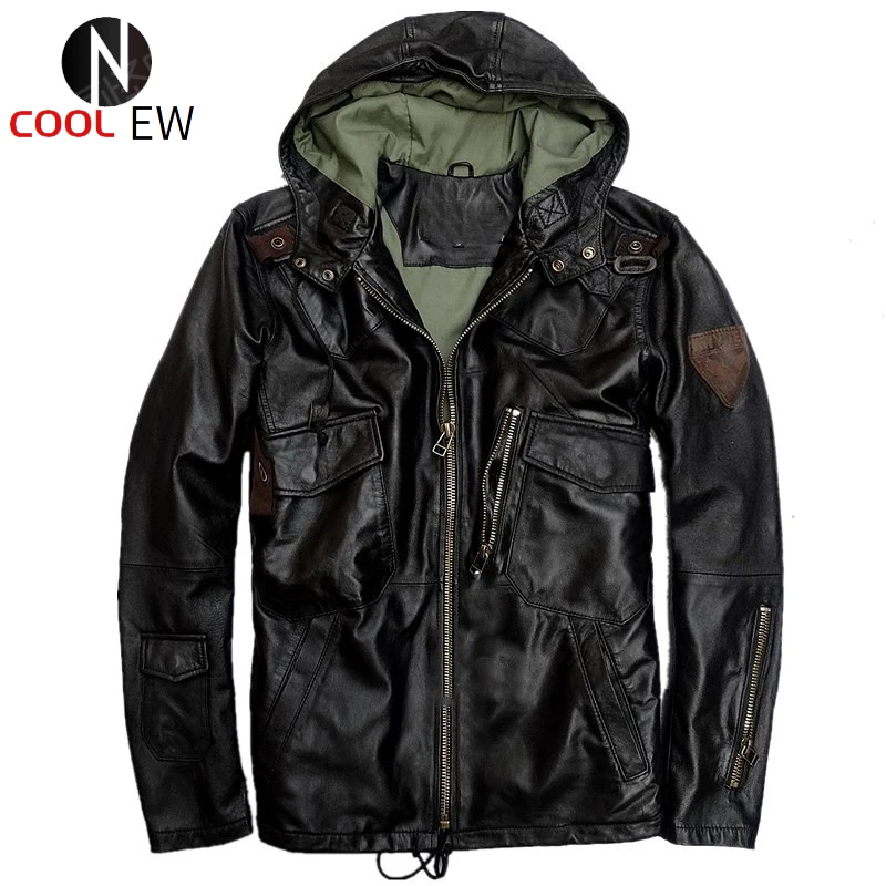 

Ветровка в европейском стиле со звездами, куртки и пальто из овечьей кожи с капюшоном, мужские Куртки из натуральной кожи, пальто 5XL Plus