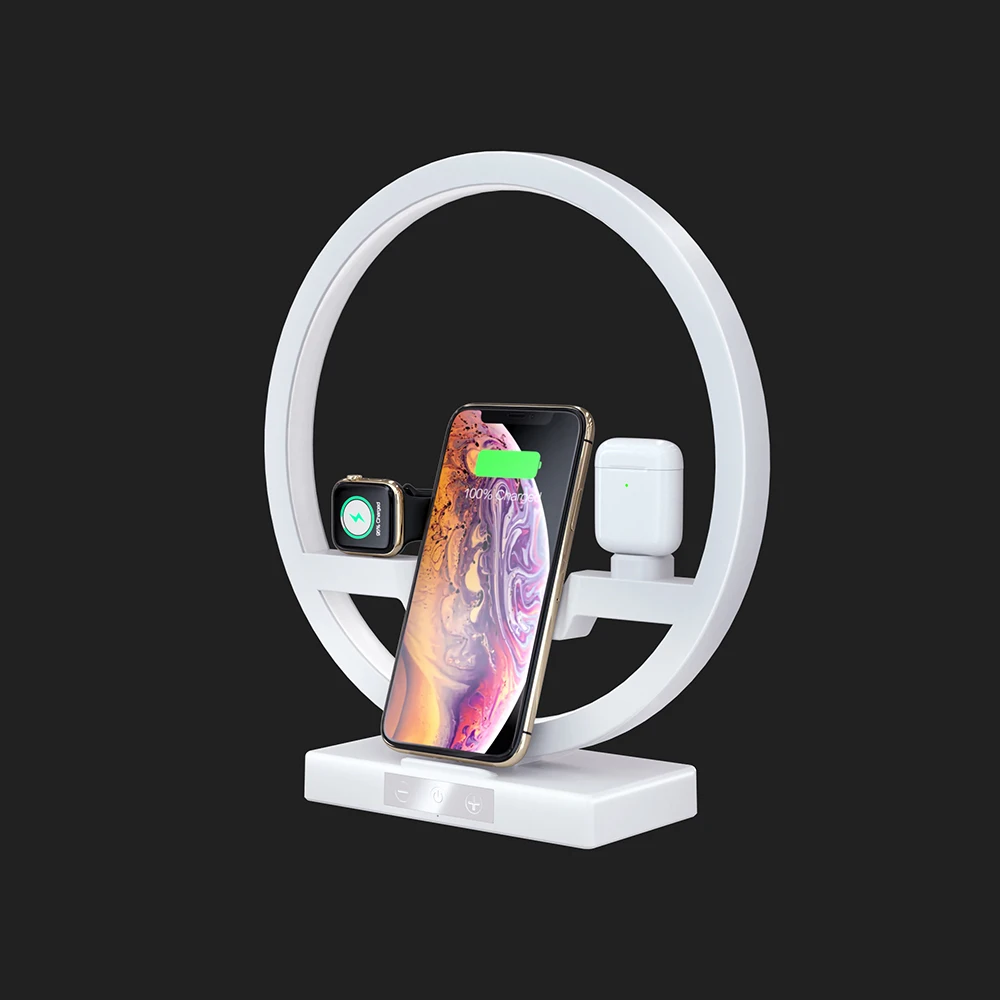 Беспроводная зарядная док станция 3 в 1 QI для iPhone 11 Pro Max Apple Watch iWatch 2 4 5 Airpods
