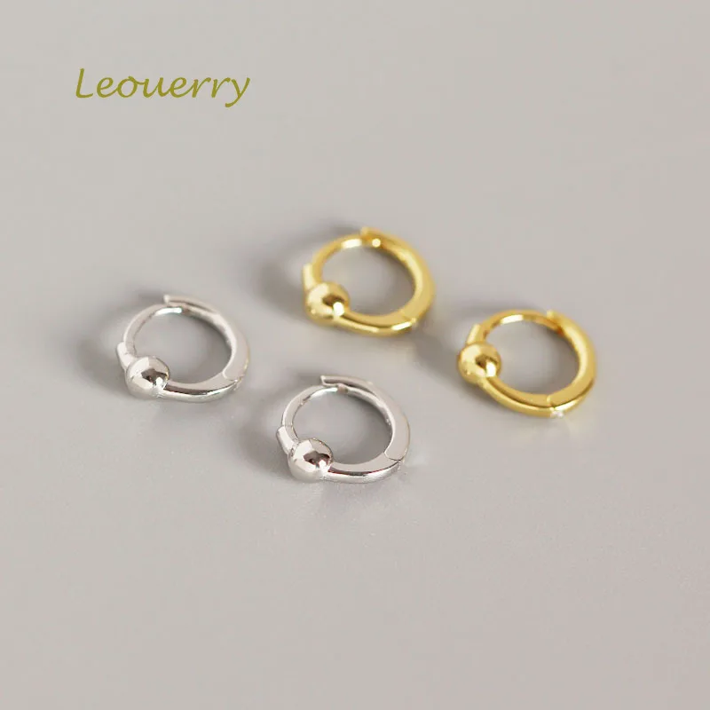 Leouerry 925 пробы серебряные простые крошечные круглые с бусинами Huggie серьги-кольца
