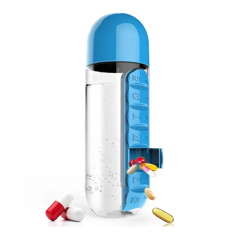 

BORUiT уличная коробка для лекарств два в одном, чашка для воды, портативная простая Капсульная бутылка для воды, материал для защиты окружающе...