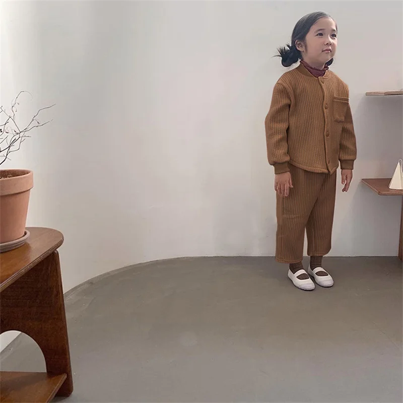 Girls Suit Sweatshirts +Pants Cotton 2Pcs/Sets 2021 Cardigan Winter Autumn Plus Thicken Warm Sportswear Children Clothing