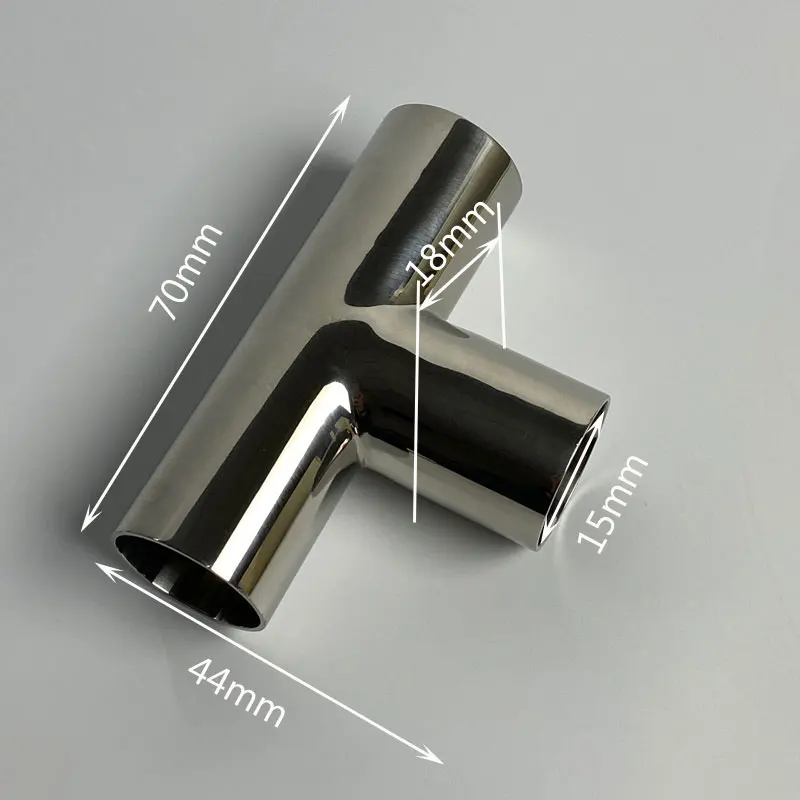 

OD 19mm 18mm 1/2” TYPE T Joint Butt Weld Tee 3 Way Connector Sanitary Pipe Connection Fittings polishing 304 Stainless Steel