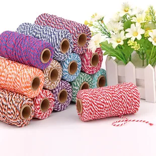 2mm Cotton Cords Two-color Cotton Rope Tie Thread for Gift Wrapping Crab Strapping Line Decorative Crafts DIY Necklace Beaded