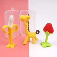 4pcs cartoon silicone baby molar teether giraffe banana teether for teeth infant fidget toys newborn teeth care accessories