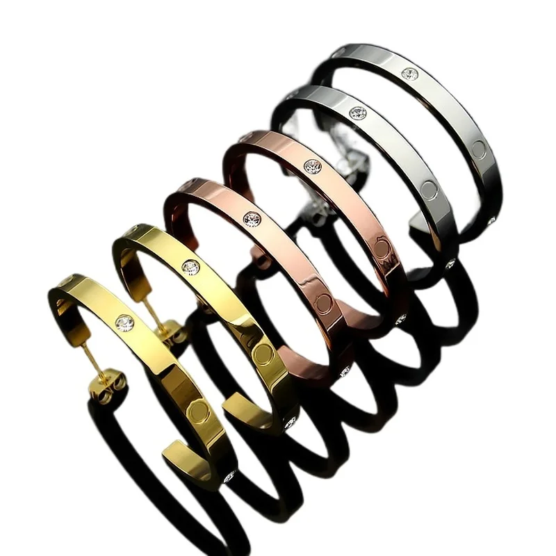 

Fashion Rose Gold Plating Stainless Steel Hoop Earrings