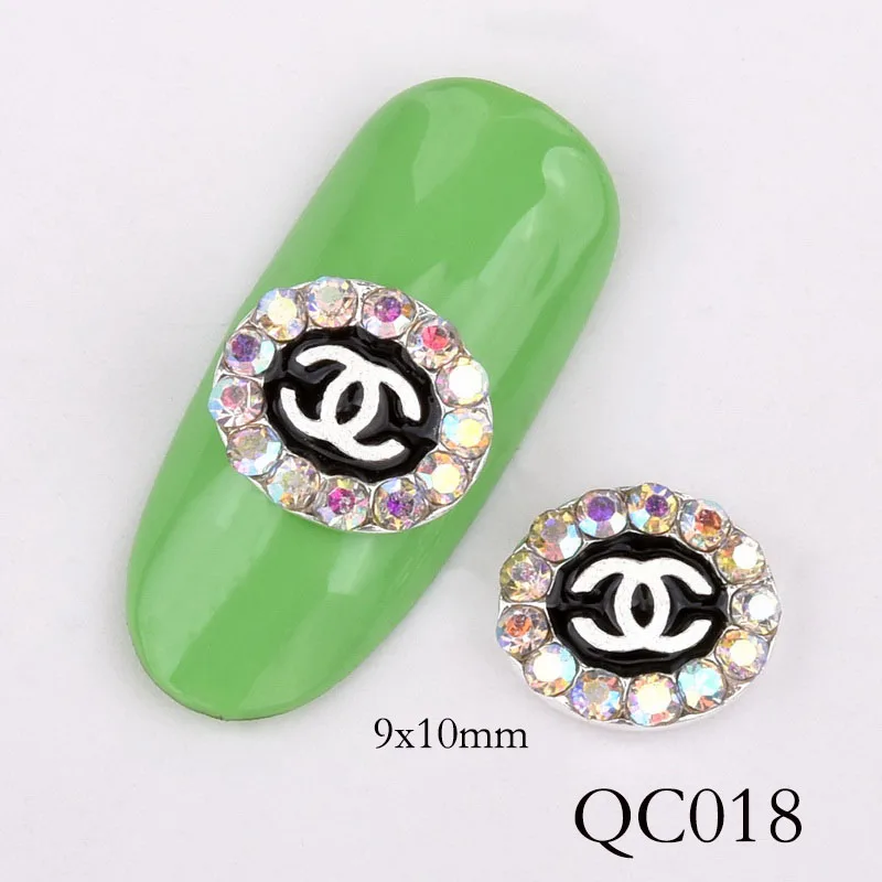 QC018 10 шт Кристалл стекло драгоценный камень с яркими стразами сплав дизайн ногтей украшения Блеск DIY 3D украшения для ногтей кулон QB064-073 - Цвет: QC018
