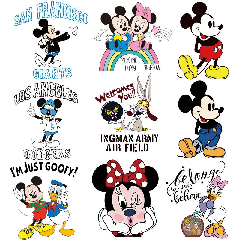 

Mickey Mouse Patches for Clothing Heat Transfer Stickers for T-Shirt Iron on Patches for Clothes for Boys Girls Kawaii Custom