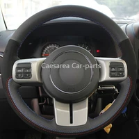 black leather suede diy car steering wheel cover for jeep wrangler patriot