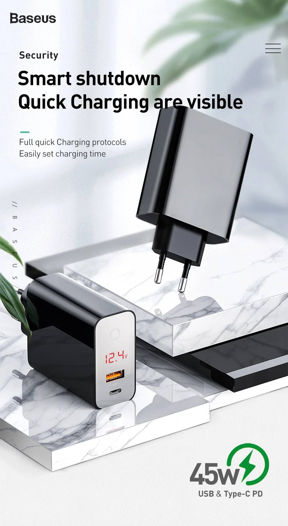 Baseus Quick Charge 4,0 3,0 USB зарядное устройство для iPhone 11 Pro Max samsung huawei мобильный телефон QC4.0 QC3.0 QC type C PD быстрое зарядное устройство