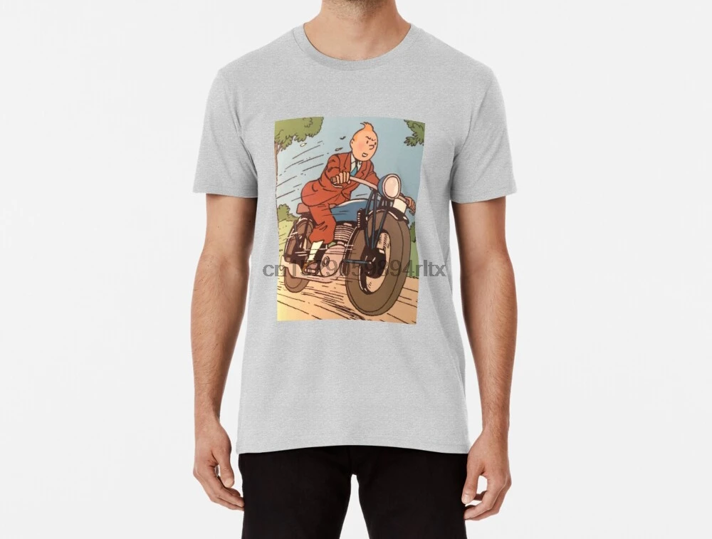 Футболка для мужчин и женщин мотоциклетная тенниска Tintin|Мужские футболки| |
