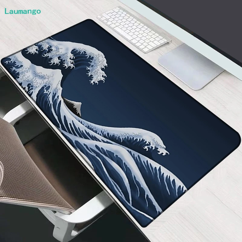 

Cheap Laptops Waves Large Computer Desk Carpet Mause Pad Gamer Mat Gaming Table for Pc Deskmat Mouse Pads Mouse and Keyboards