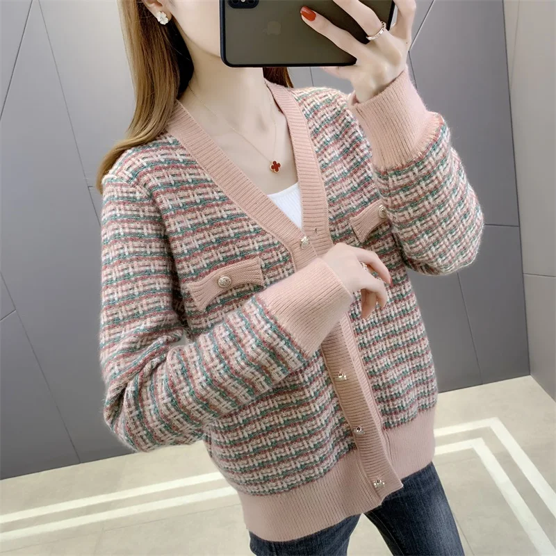 

Женский свободный кардиган на раннюю осень 2021, новый маленький милый свитер от ветра, женский свитер, рубашка с длинными рукавами