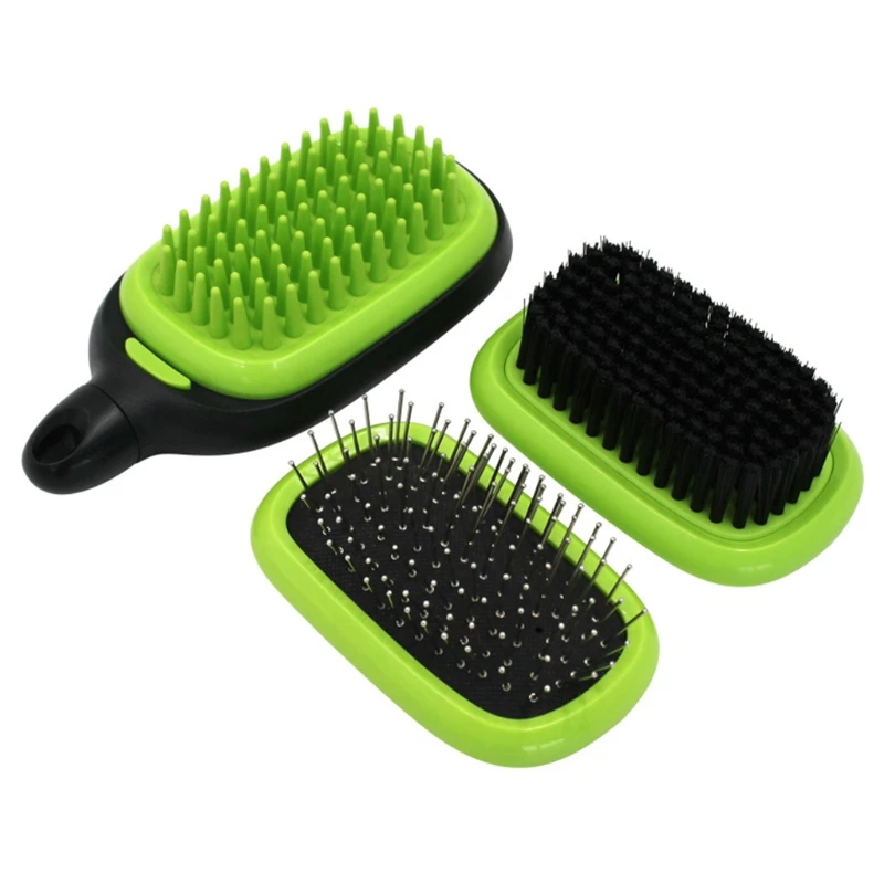 

3-in-1 Grooming Slicker Brush Set Ball Pin & Bristle Brush Bath/Massage Brush for Short/Medium/Long Haired Cats and Dogs