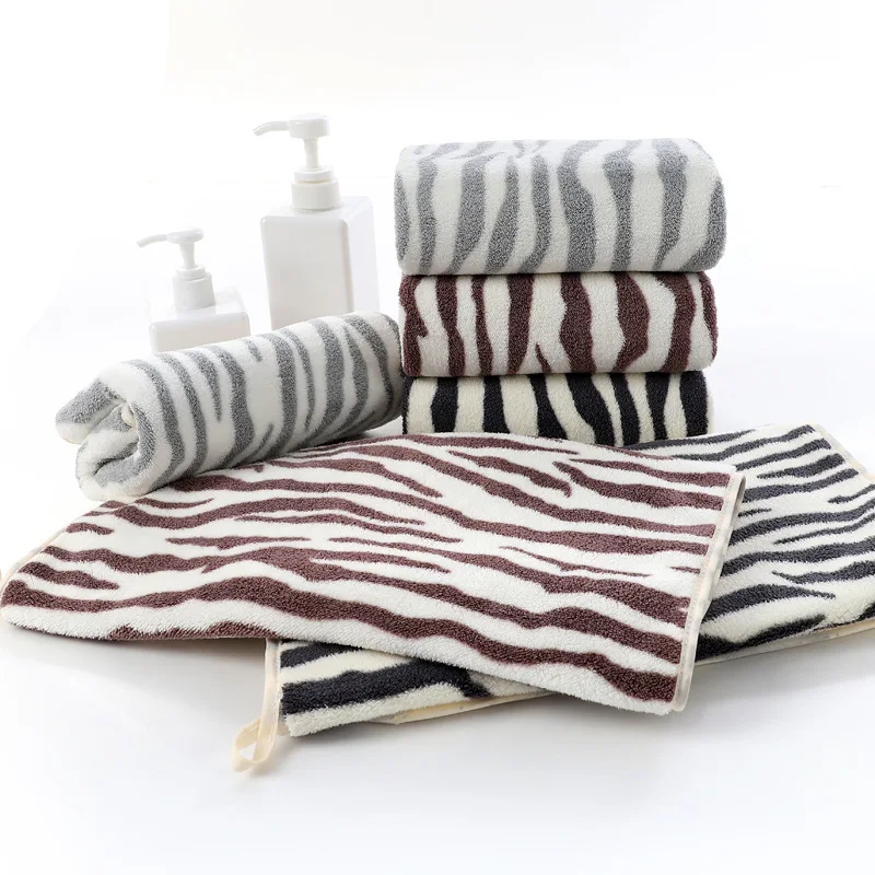 

Thicken Style Towel Wearable Zebra Pattern Hand Towel Plush Soft Bath Towel for Adults Absorbent Towels Home Bathroom Face Towel