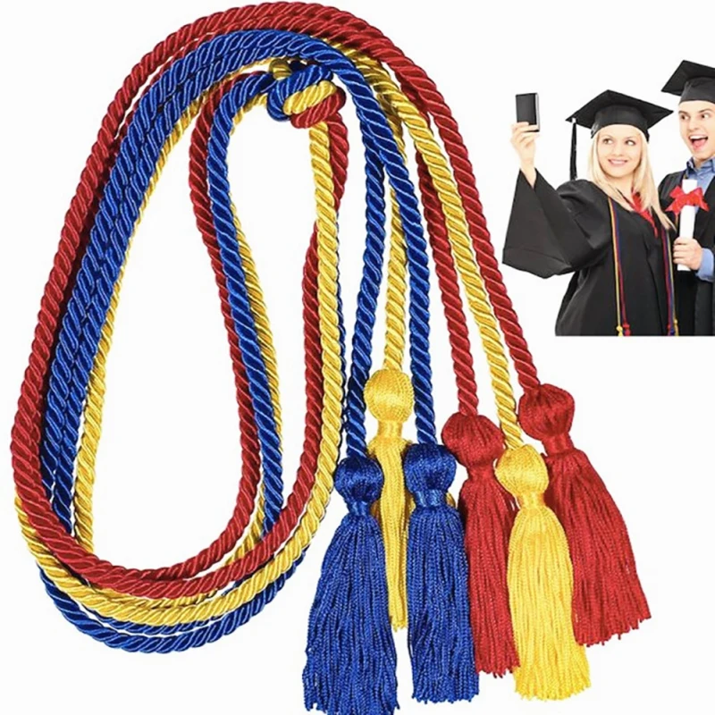 

New Graduation Honor Cords Polyester Yarn Rope Cord With Bachelor Clothing Tassels Graduation Hats Headgear Class Party Supplies