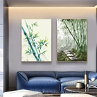 Настенное искусство, китайский бамбуковый постер, акварель, зеленое растение, холст, Художественная печать, Настенная картина для гостиной, украшение для дома