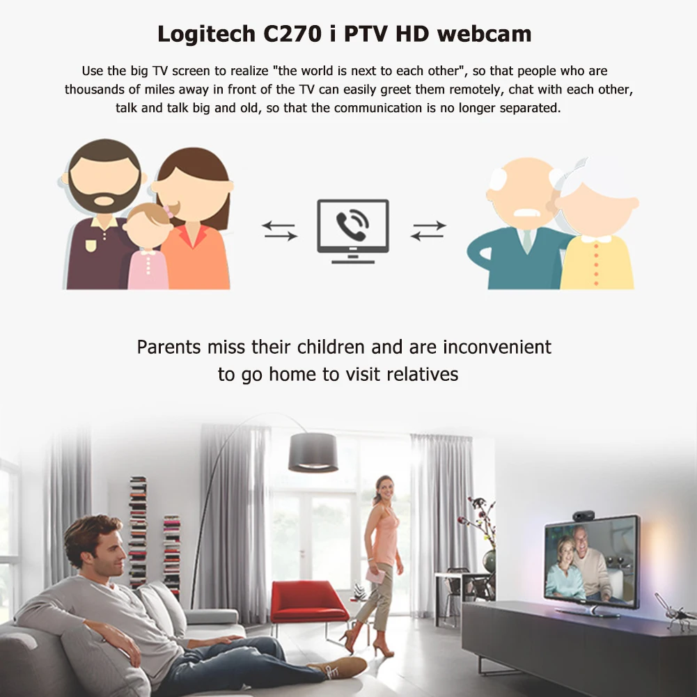 

Logitech Original C270i 720P HD iPTV Webcam Built-in Microphone PC Desktop USB Web Camera for Live Broadcast Video Conference