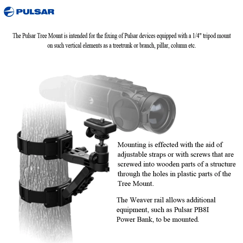 

Аксессуары для Pulsar, крепление на дерево 1/4 дюйма, стандартный интерфейс для штатива, термокамера или прицел ночного видения на стволе дерева...