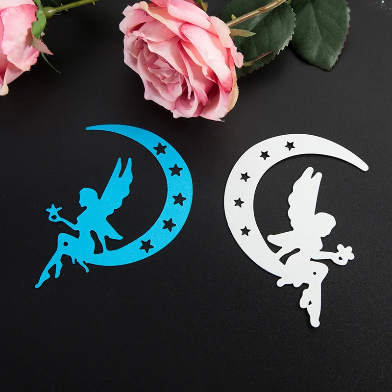 

Wing Flower Fairy In Moon Cutting Dies Stencil Scrapbooking Card Embossing Craft Supplies Metal Die Cuts New 2021 Stencil