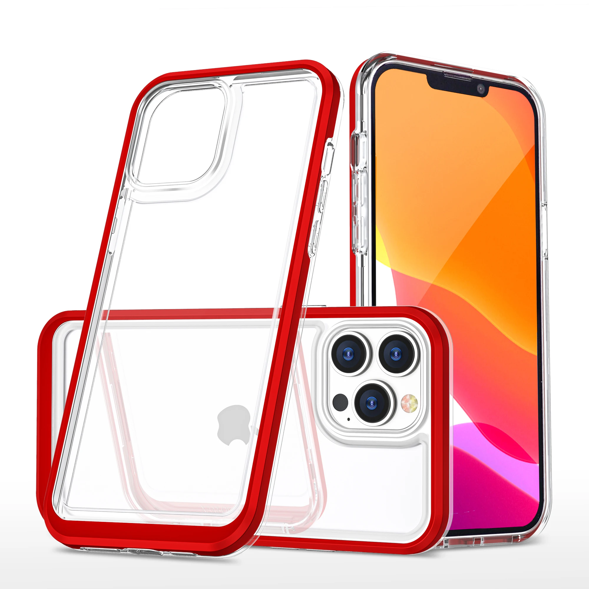 

Suitable For Iphone 13 Pro Max Transparent Acrylic PC+TPU Phone Case Iphone11 Bright Two-In-One Frame Anti-Fall Protective Case