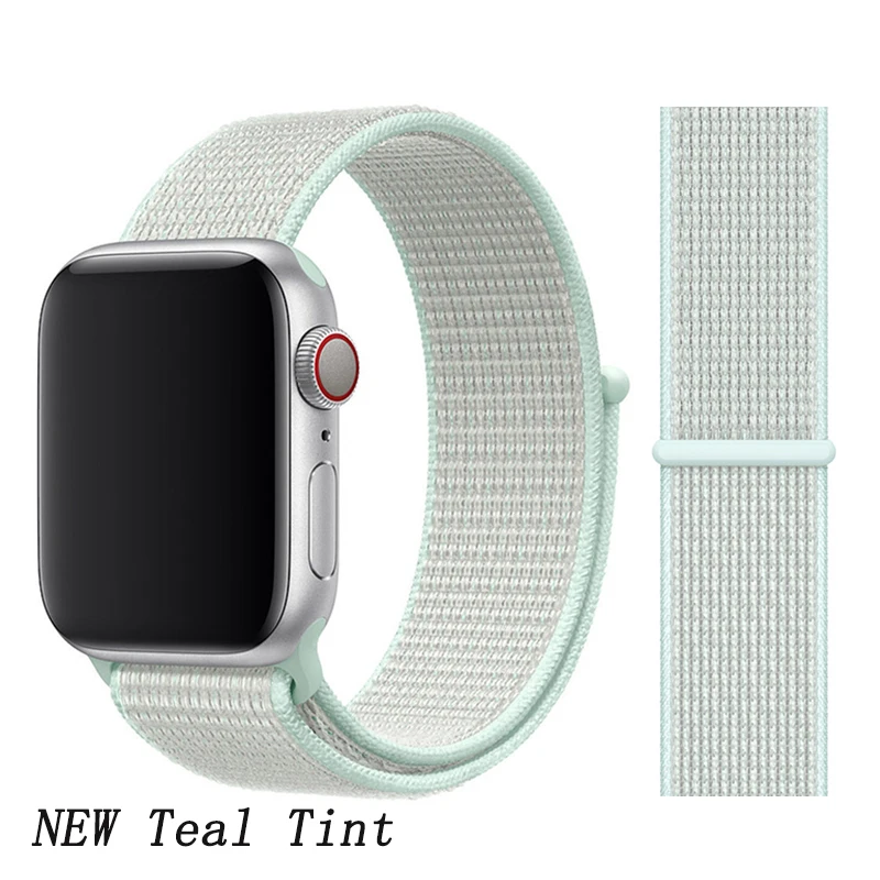 New Teal Tint 6 Спортивная петля ремешок apple watch band 42 мм 38 мм apple watch 4 3 band iwatch band 44 мм 40 мм correa pulseira 42 44 нейлоновый ремешок для часов - Цвет ремешка: New Teal Tint 6