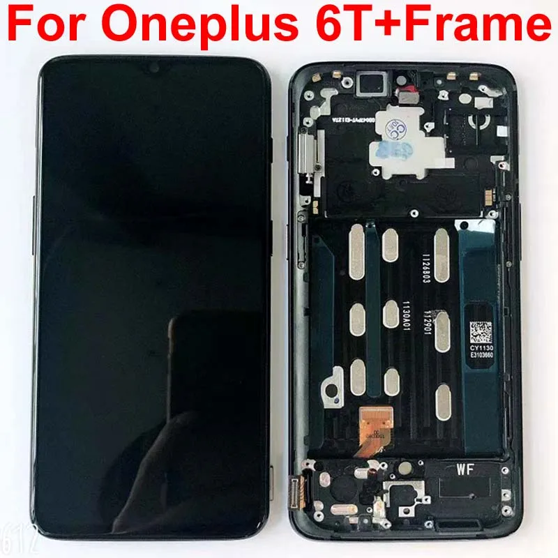 AMOLED 6,41 ''OnePlus 6T ЖК-дисплей Сенсорная панель в сборе One plus 6T ЖК-дисплей дигитайзер дисплей+ рамка