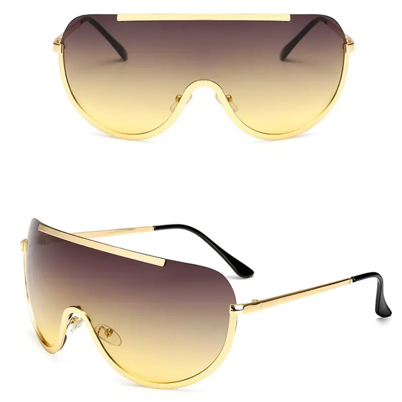 RBRARE Siamese Alloy Sunglasses Women Classic Round Sun Glasses Metal Candy Colors Outdoor Oculos De Sol Feminino UV400 - Цвет линз: Gray Yellow