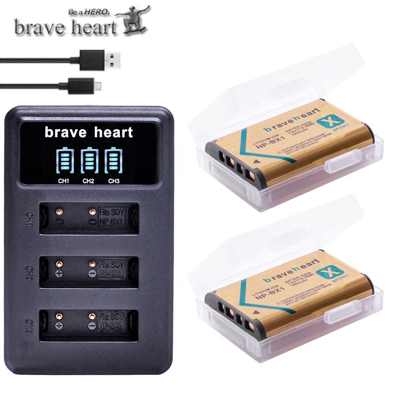 3x bateria NP BX1 NP-BX1 батареи npbx1+ 3 лота USB зарядное устройство для sony HDR-AS100v AS30 AS15 HX400 WX350 RX1 RX100 RX100iii M3 AS100V - Цвет: charger and 2battery