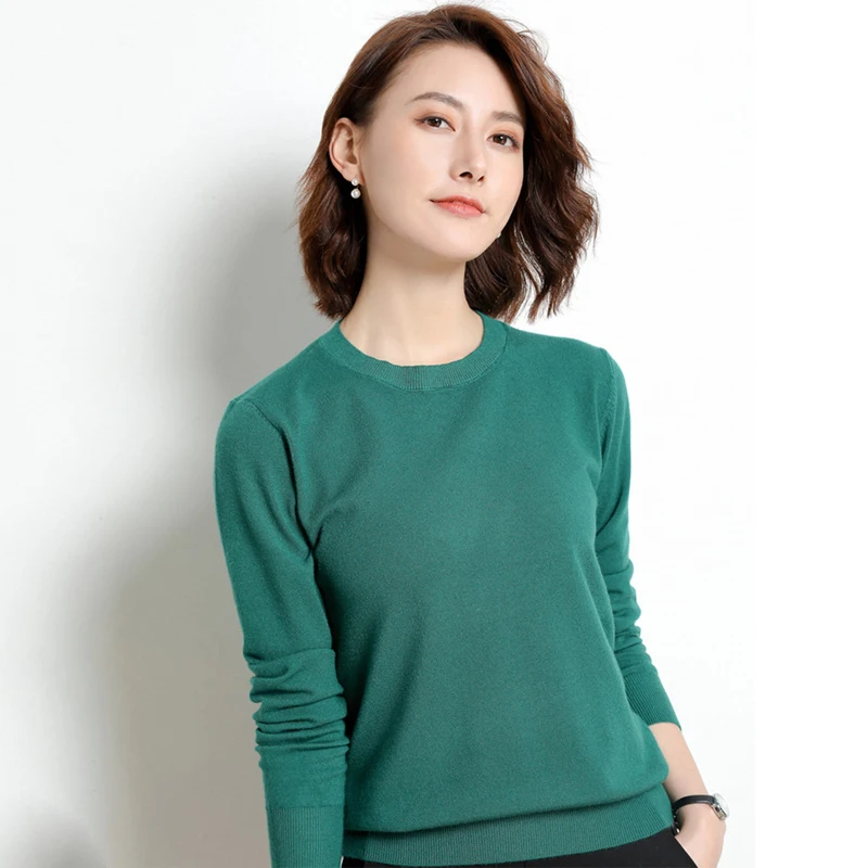 solid basic sweaters women knitted pullovers 2020 autumn casual jumper o neck plus size loose office ladies jersey mujer | Женская