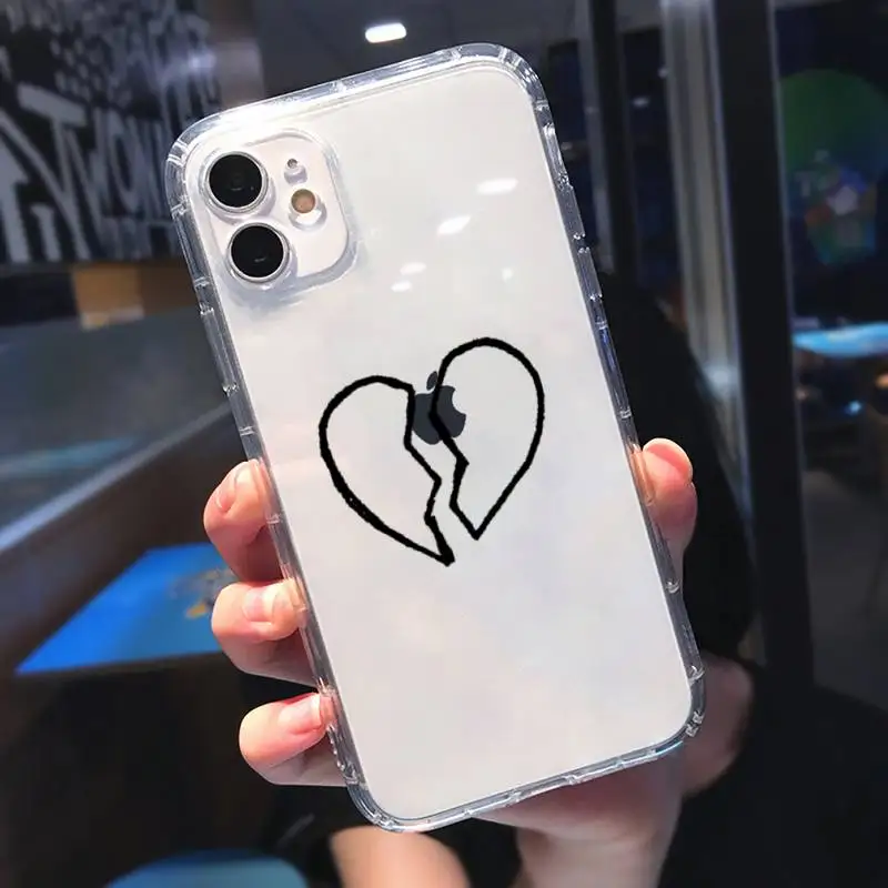 

Black Simple Lines Love Heaesthetic Phone Case Transparent for Clear iPhone 11 12 mini pro XS MAX 8 7 6 6S Plus X 5S SE 2020 XR