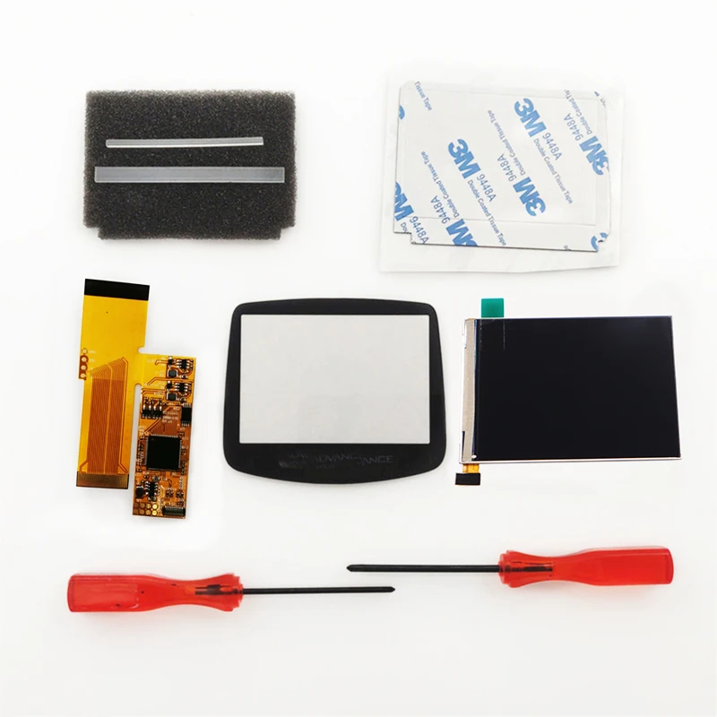DIY IPS GBA LCD Display 10 Levels High Brightness Backlight for Nintend Gameboy Advance Console V2 version with pre-cut housing |