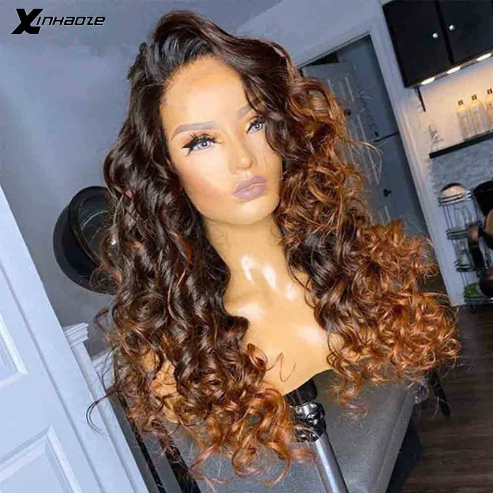 

13x4 Lace Front Wig HD Transparent Lace Wigs For Women Human Hair Pre Plucked 1b/30 Brown Loose Wave Wig Brazilian Hair Wigs