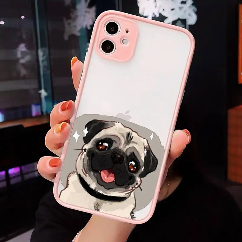 

Cute Pug Dog French Bulldog Phone Cases matte transparent For iphone 7 8 11 12 plus mini x xs xr pro max cover