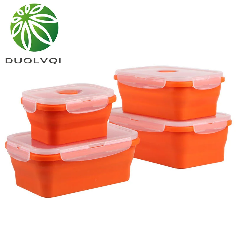 Duolvqi силиконовый Коробки для обедов Портативный чаша красочный складной Еда