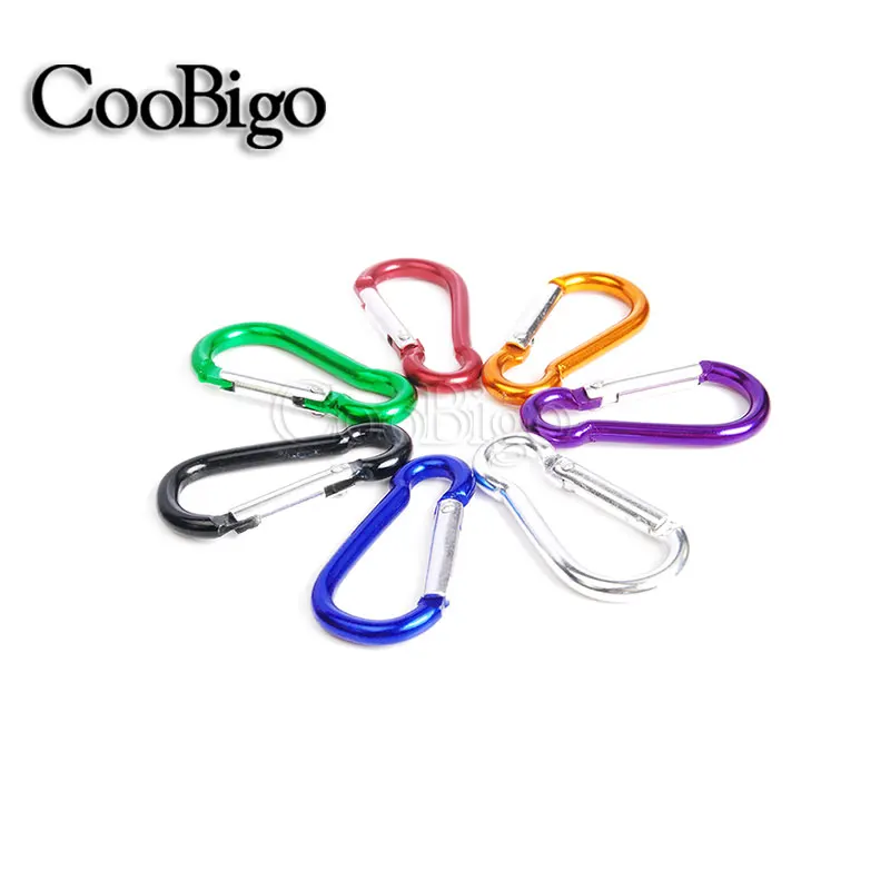 10pcs Mixed Colors 10 шт алюминиевый многоцветный карабин d-образное кольцо защелки крюк брелок для уличный Паракорд Кемпинг брелок для воды бутылки запчасти - Цвет: 10pcs Mixed Colors