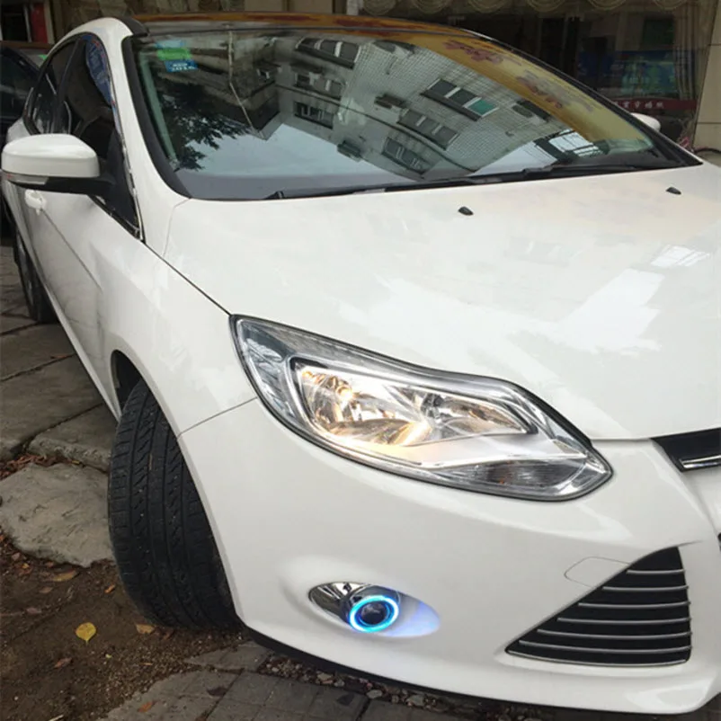 Для Ford Focus 3 2012 2013 2014 3-в-1 белый ангельский глаз DRL желтый сигнал H11