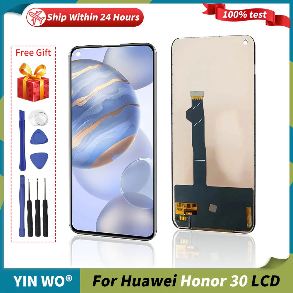 

6.53'' For Huawei Honor 30 LCD Screen Display Touch Digitizer Assembly BMH-AN10 Black No Frame Panels Replacement Parts