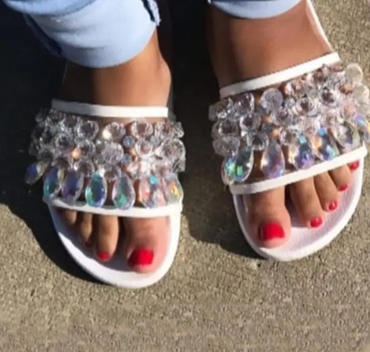 2019 women's shoes sandals slippers Europe and America crystal beach plus size 36-42 | Обувь